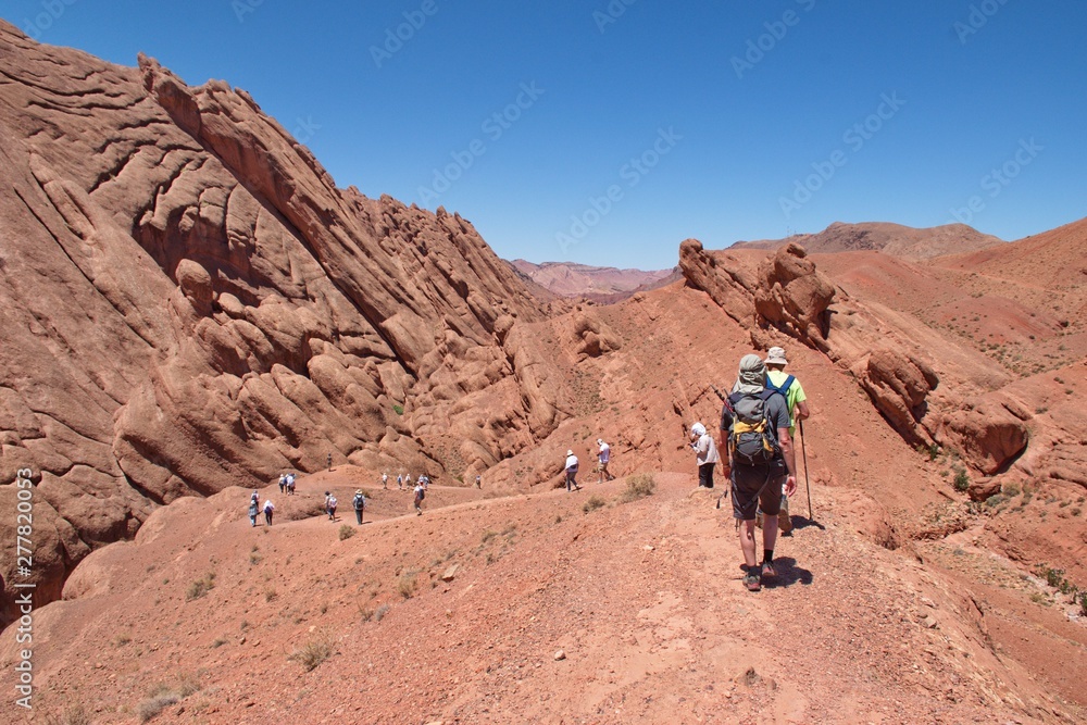 Hiking through Doigts de singe (Monkey's fingers) canyon in Morocco