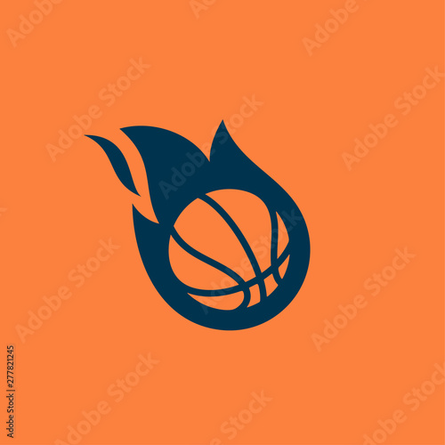 fire basket ball vector icon logo design