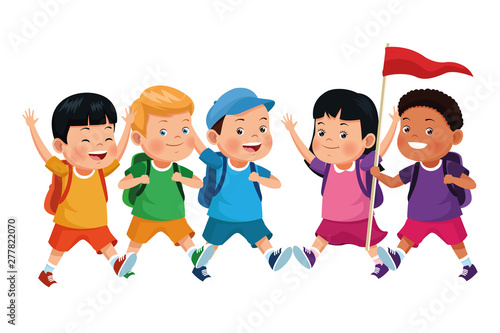 Kids and summer camp cartoons