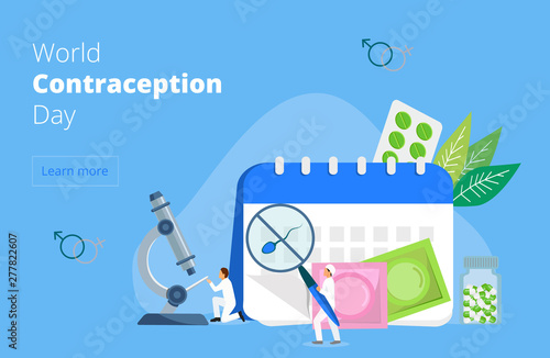 World Contraception Day on September 26th vector. Concept of awareness of contraceptive methods in sexual and reproductive health.