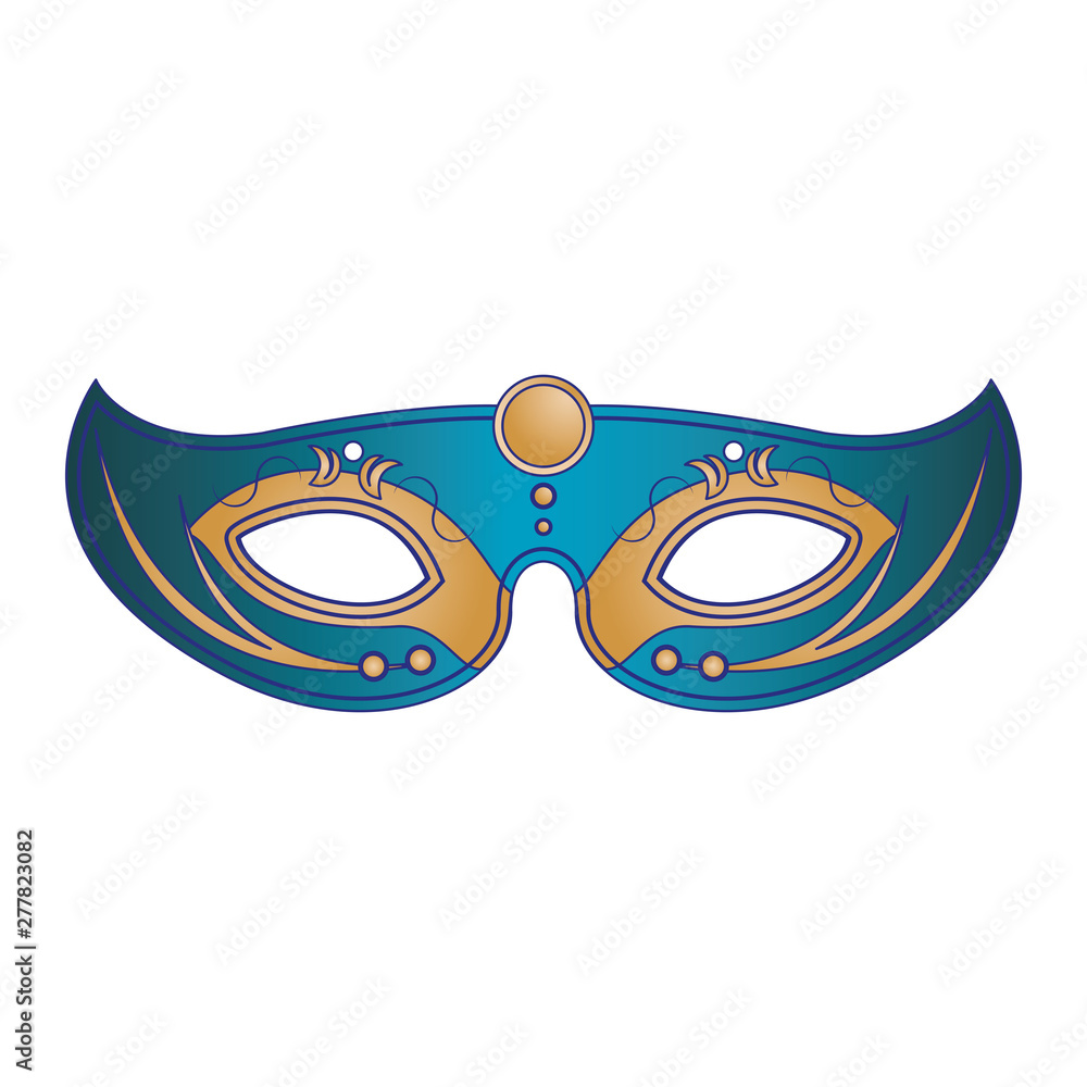 festive carnival party mask cartoon blue lines