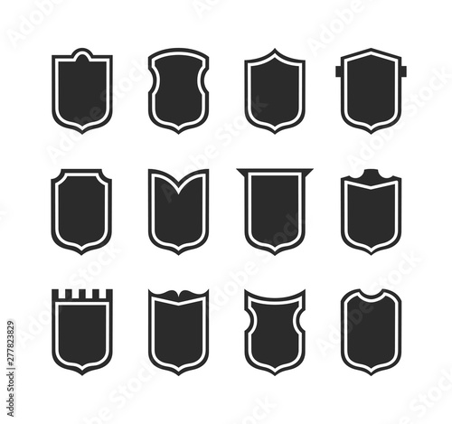 Flat Clip art Design Elements. Set of Vector set of Shield Silhouette. Different Coat Arms signs