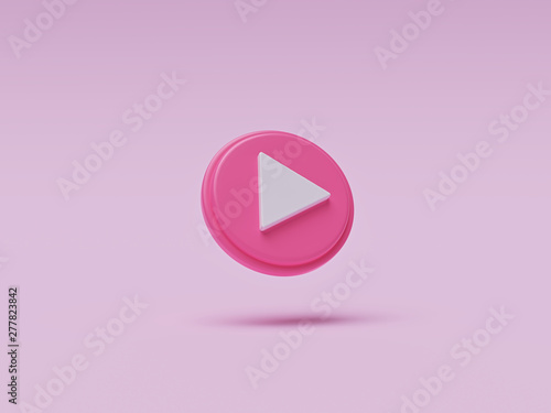 play button isolated on pastel background. 3d rendering photo