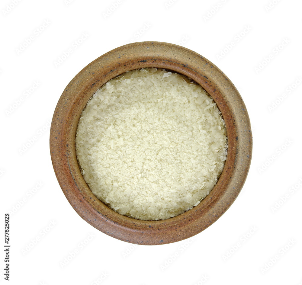 Instant potato puree flakes in a bowl isolated on white. Instant potato puree flakes in a bowl isolated on white.