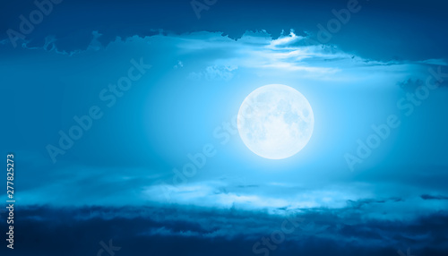 Night sky with full moon in the clouds at sunset  Elements of this image furnished by NASA