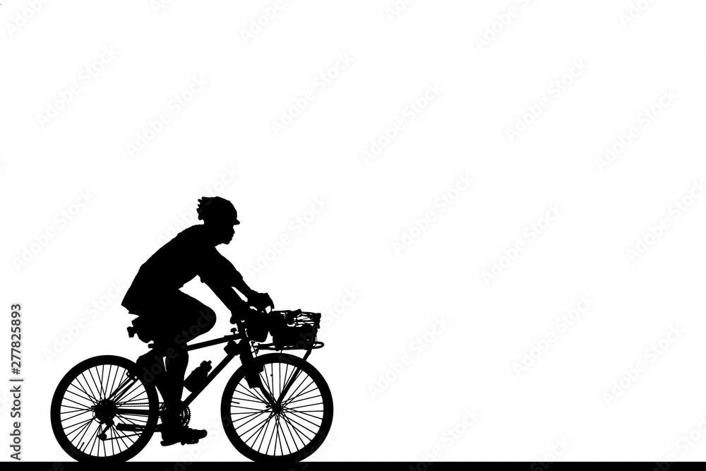 Naklejka premium Cycling Silhouette on white background