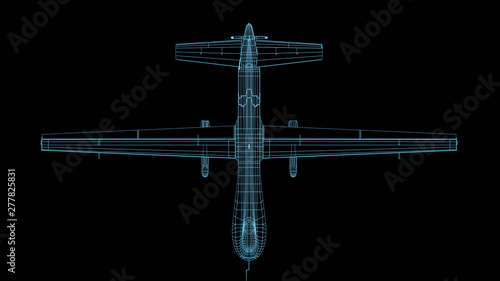 3D render of fireframe military drone