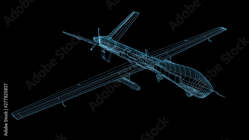 3D render of fireframe military drone