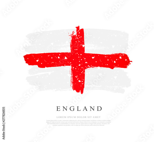 Flag of England. Vector illustration on white background. Brush strokes
