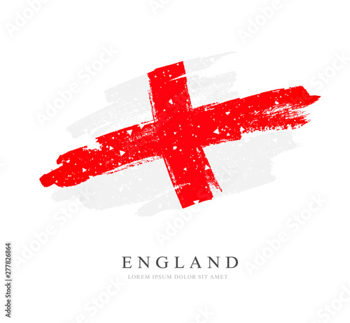 Flag of England. Vector illustration on white background. Brush strokes drawn by hand.