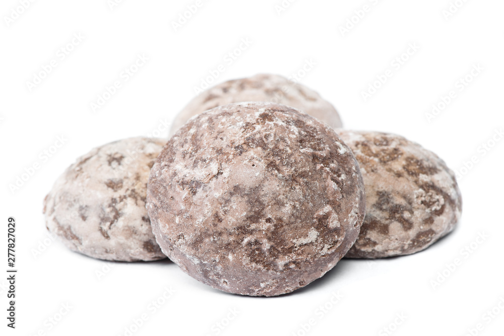 Group of chocolate gingerbread cookies isolated Group of chocolate gingerbread cookies isolated