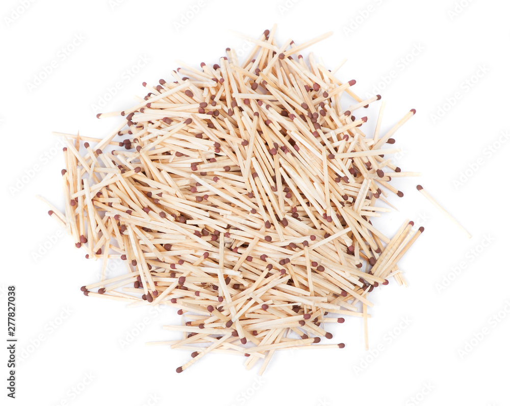 Heap of wooden matches with a sulfur head Heap of wooden matches with a sulfur head