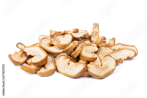 Heap of dried apple fruit pieces