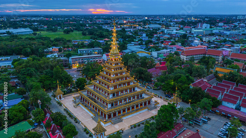 Photography Aerial view Phra Mahathat Kaen Nakhon, Wat Nong Wang, Khon Kaen, Thailand