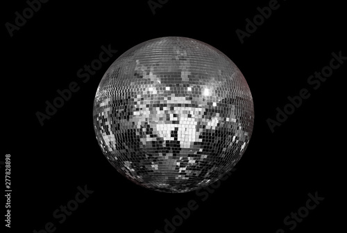 Party disco mirror ball reflecting colorful lights