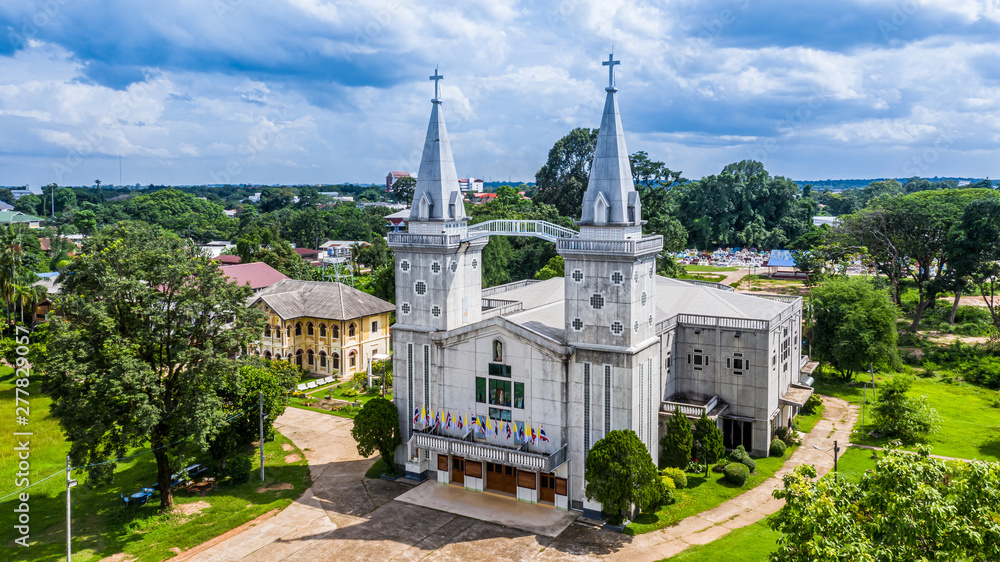 Aerial view Church in Nakhon Phanom, Thailand. Aerial view Church in Nakhon Phanom, Thailand.