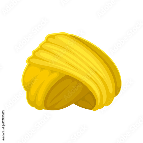 Bright yellow turban. Vector illustration on white background.