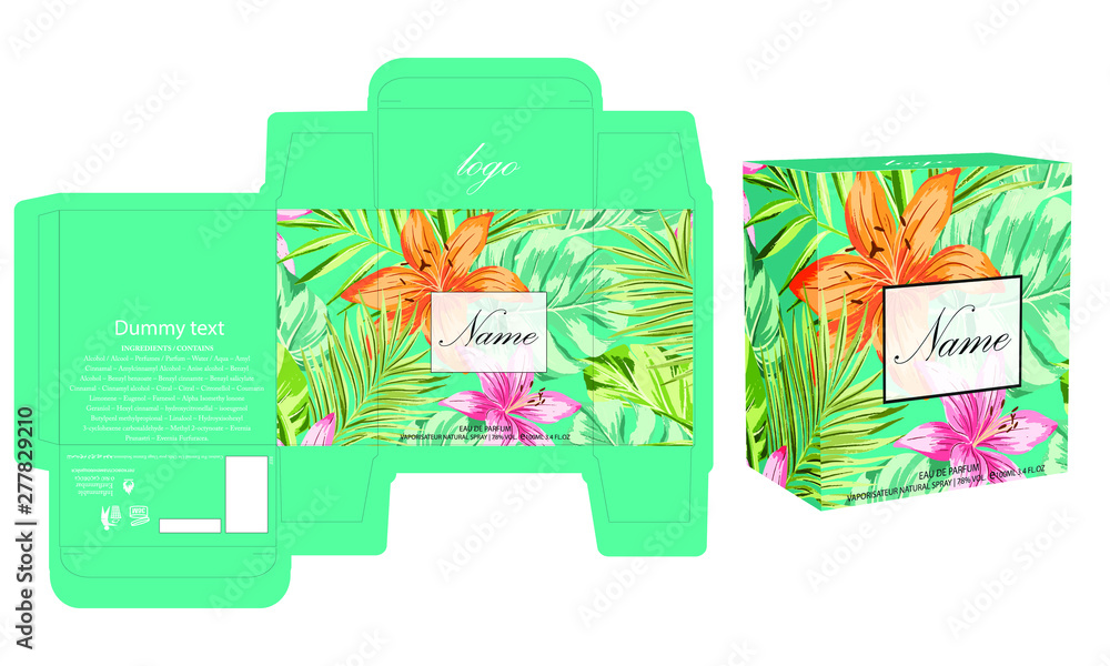 Packaging design, perfume luxury box design template and mockup box. Illustration vector. Packaging design, perfume luxury box design template and mockup box. Illustration vector.