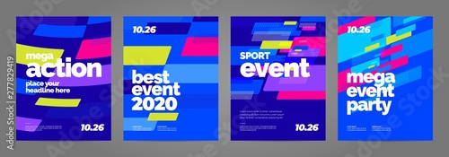 Template design with dynamic shapes for sport event, invitation or championship. Sport background.