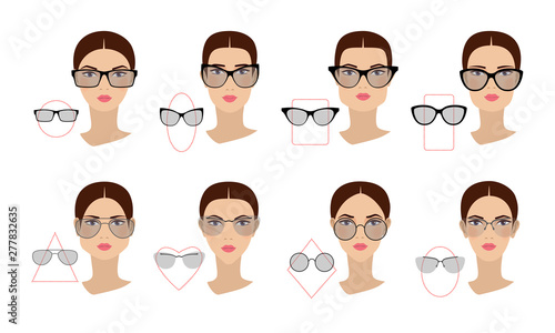 Bild auf Leinwand Female glasses shapes in accordance with the shape of the face