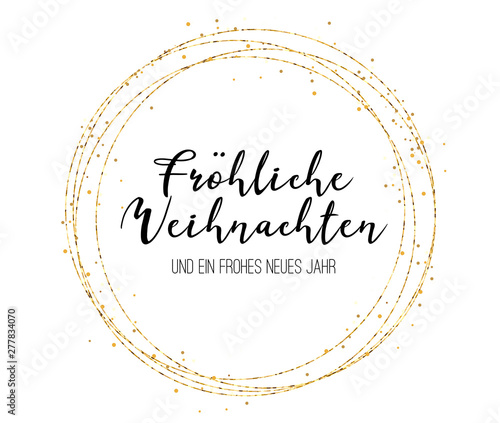 Weihnachtskarte gold mit Kreisen