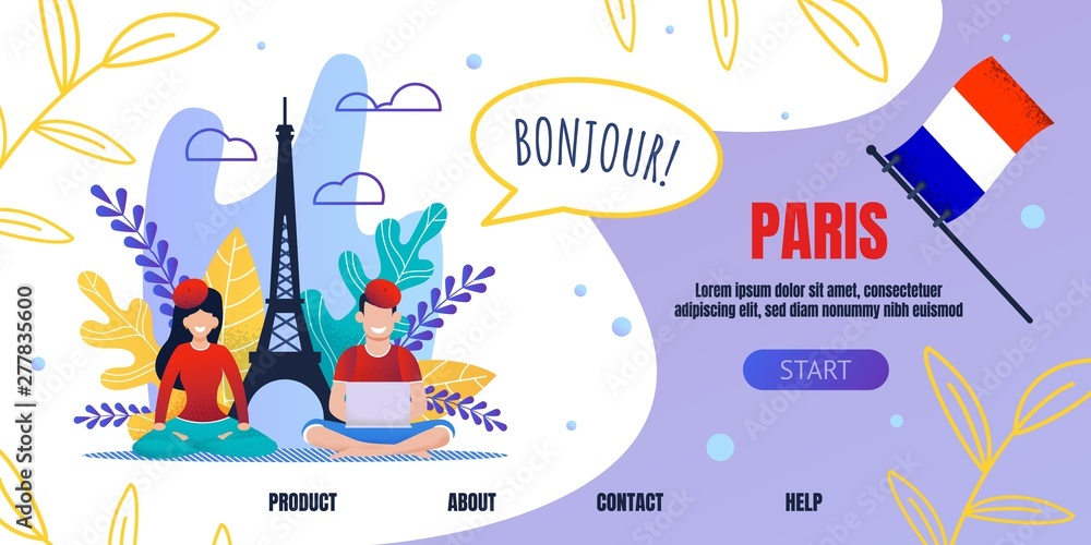 Landing Page Advertising Trip to Paris on Vacation
