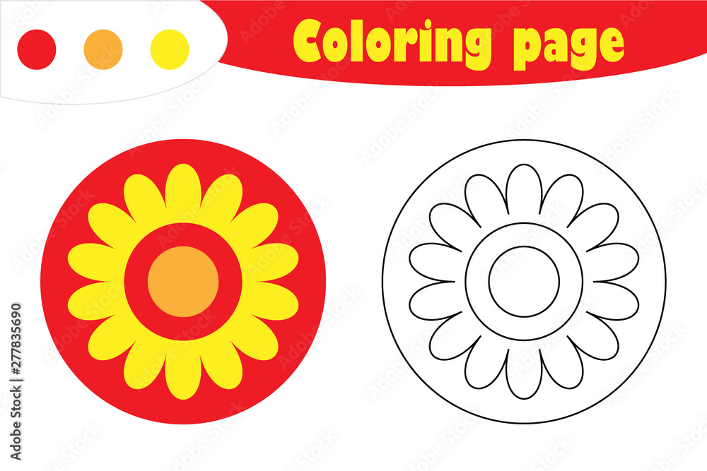 Mandala in cartoon style, coloring page, spring education paper game for the development of children, kids preschool activity, printable worksheet, vector illustration Mandala in cartoon style, coloring page, spring education paper game for the development of children, kids preschool activity, printable worksheet, vector illustration