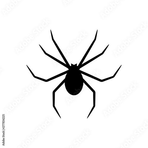 Black silhouette of spider isolated on white background. Halloween decorative element. Vector illustration for any design. © Alody