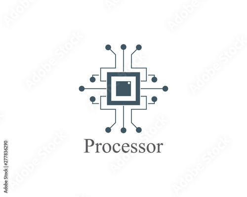 abstract Processor Logo technology template design