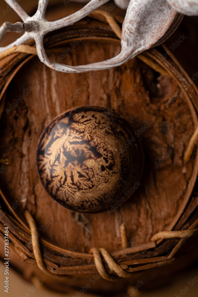 Exclusive bonbons on wood background above Exclusive bonbons on wood background above