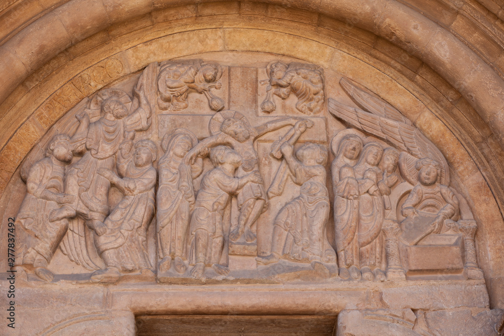 Tympanum decoration of Door of Forgiveness, Leon, Spain