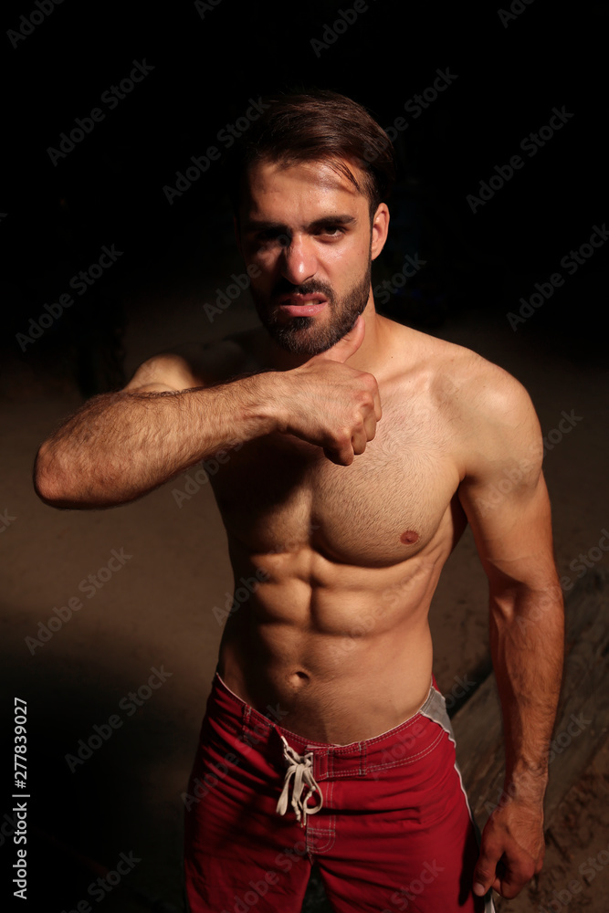 fighter, hooligan, bandit, training, fitness, sexy, gym, body, chest,  bodybuilder, abs, torso, muscular, Guy, Man, workout, sport, Male, sexy,  sexually, Health, strong, manly, brutal, power Stock Photo | Adobe Stock