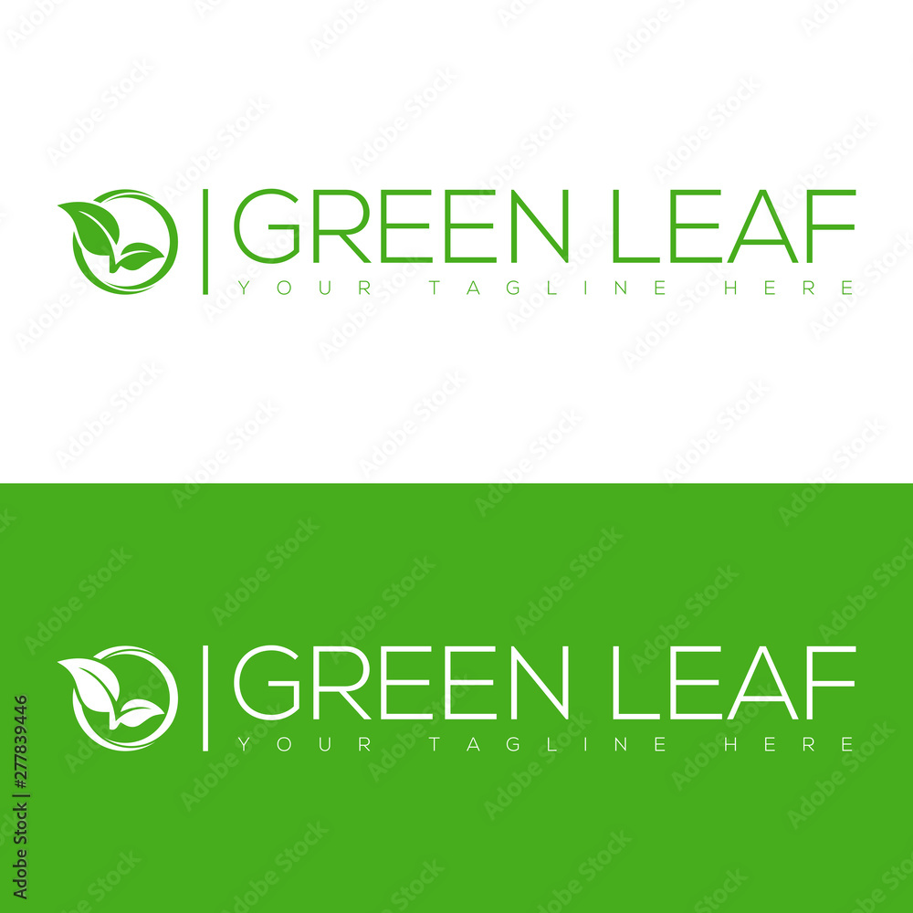 Fototapeta premium GREEN LEAF LOGO ICON IN A CIRCLE