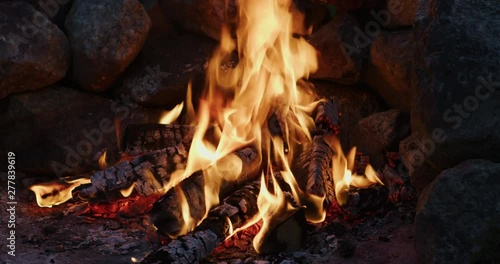 Static shot of a campfire burning.