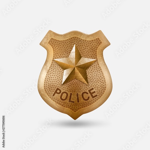 Vintage bronze Police badge with star