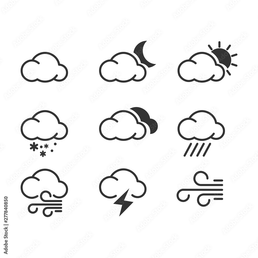 Weather icon template color editable. Weather symbol vector sign isolated on white background. Simple logo vector illustration for graphic and web design. - obrazy, fototapety, plakaty 