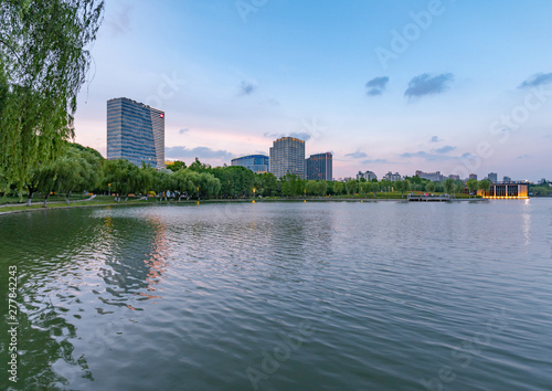 Dusk at Daning Tulip Park, Shanghai, China