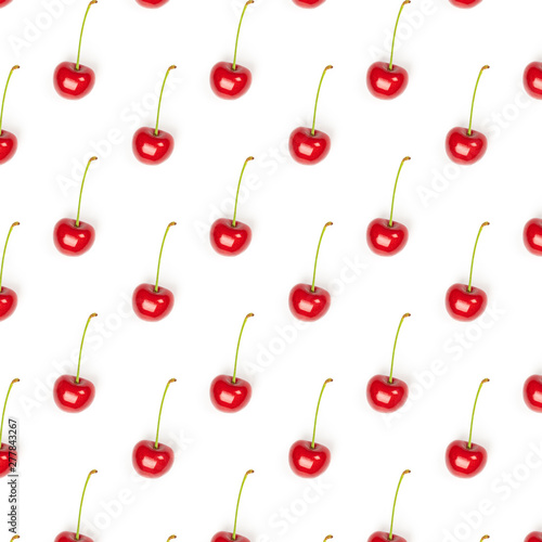 Sweet ripe cherry red on a white background.