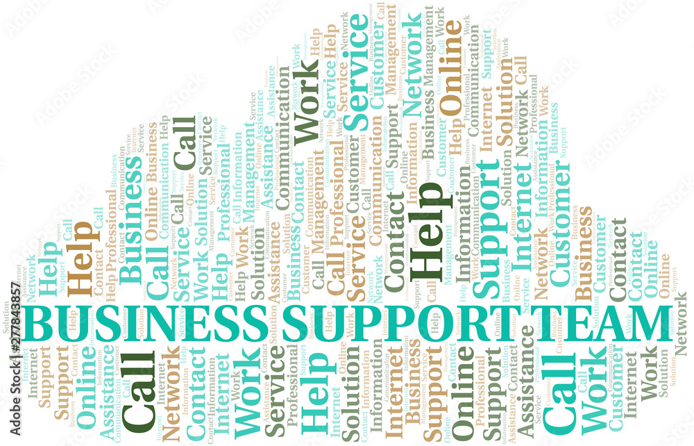 Business Support Team word cloud vector made with text only. Business Support Team word cloud vector made with text only.