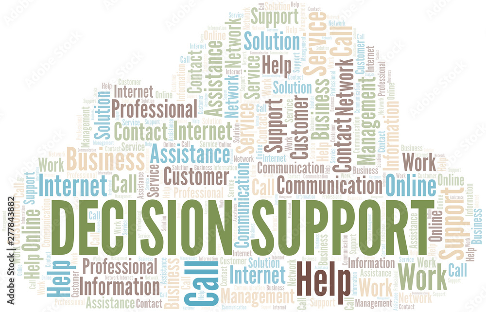 Obraz premium Decision Support word cloud vector made with text only.