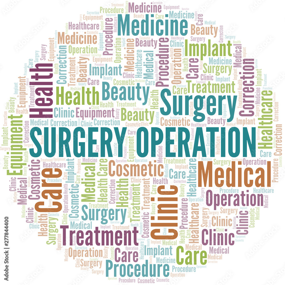 Surgery Operation word cloud vector made with text only. Surgery Operation word cloud vector made with text only.
