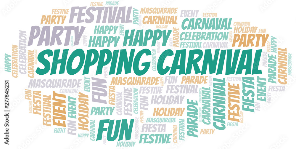 Shopping Carnival word cloud vector made with text only.