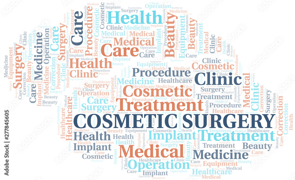 Cosmetic Surgery word cloud vector made with text only.