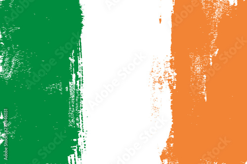 Ireland colorful brush strokes painted national country flag icon. Painted texture.
