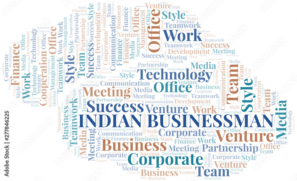 Indian Businessman word cloud. Collage made with text only.