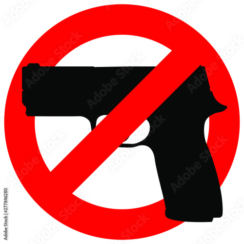 Red prohibition no gun round sign. isolated on white background. regulatory warning stop symbol. Vector illustration.