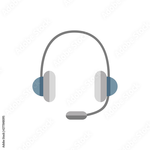 Headphones with microphone color vector icon