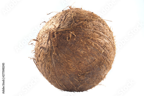 Fresh coconut on white isolated background.