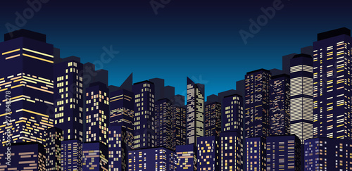 night city skyline background, megapolis, silhouette, illustration with architecture