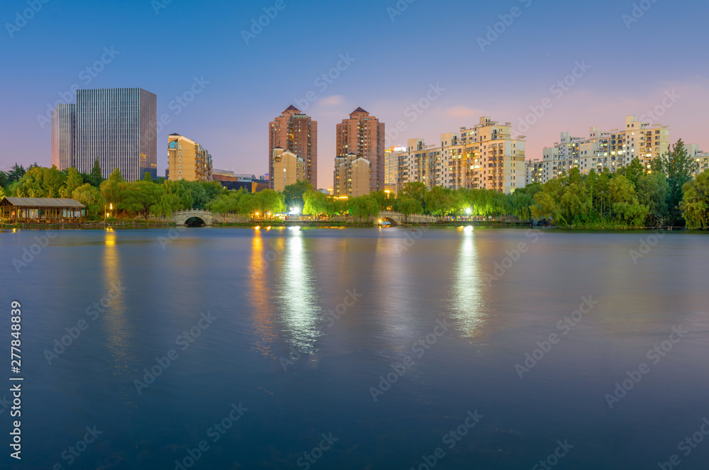 Lakeside View at Daning Tulip Park, Shanghai, China